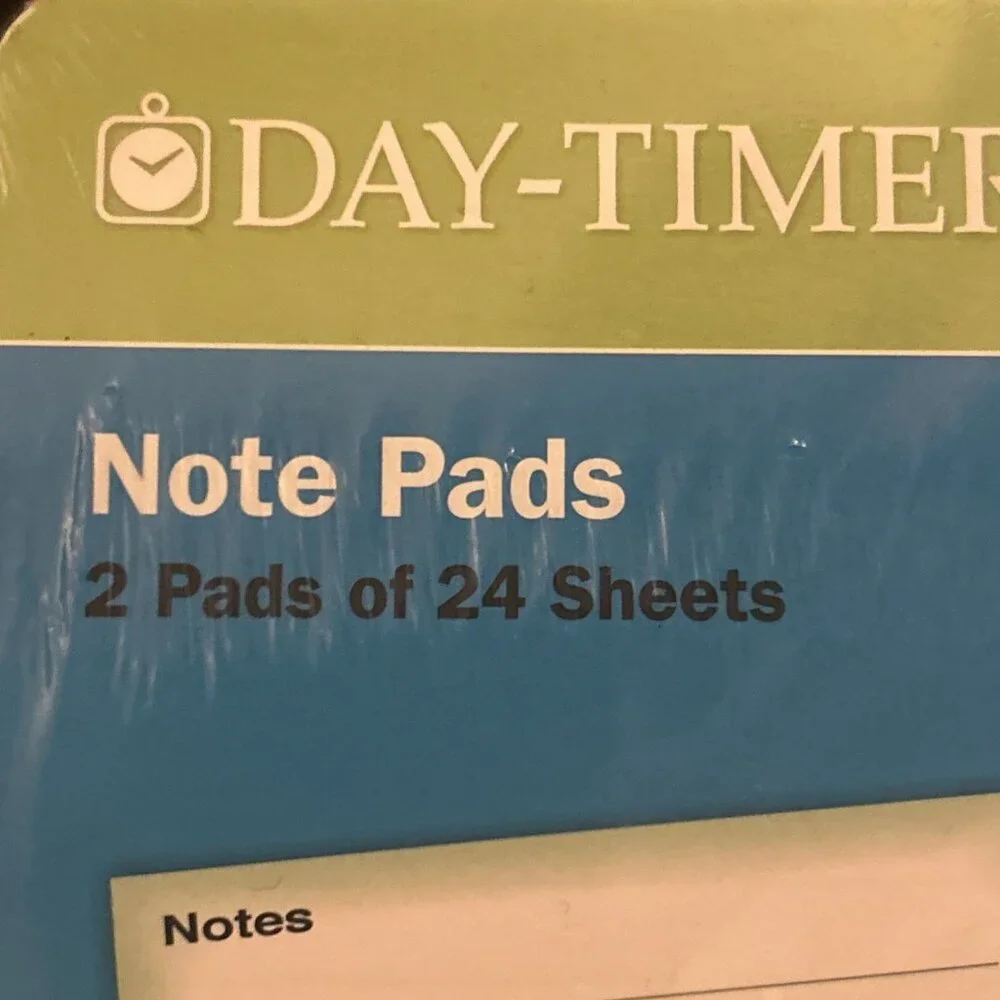 Day-Timer Note Pads 2 Pads Of 24 Sheets #87275 Fits 3 & 7 Ring Size 4 New Sealed